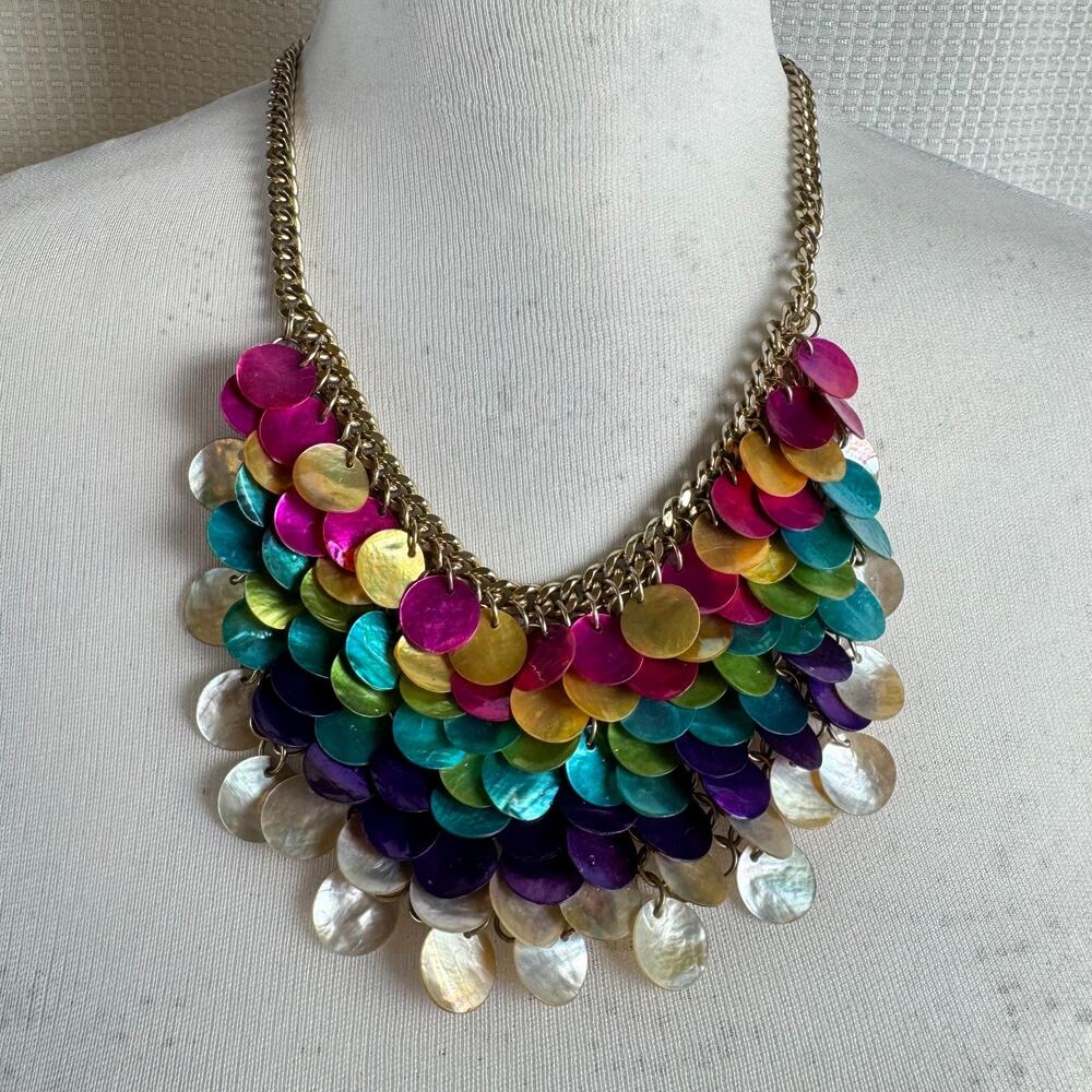 Traci Lynn Calypso Bib Necklace Colorful Statement Fashion Jewelry Resort EUC